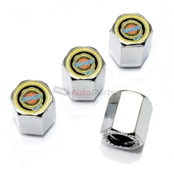 Chrysler Gold Logo Chrome ABS Tire Valve Stem Caps