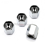 Honda Black Logo Chrome ABS Tire Valve Stem Caps