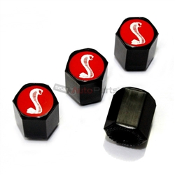 Ford Mustang Cobra Shelby Logo Black ABS Tire Valve Stem Caps