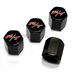 Dodge R/T Logo Black ABS Tire Valve Stem Caps