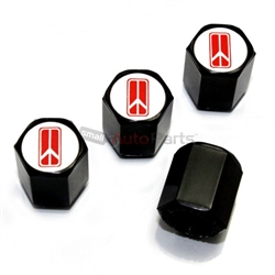 Oldsmobile Red Logo Black ABS Tire Valve Stem Caps