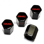 GMC Red Logo Black ABS Tire Valve Stem Caps