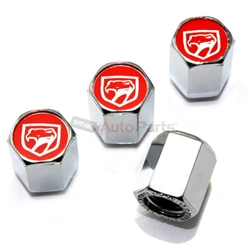 Dodge Viper Old Red Logo Chrome ABS Tire Valve Stem Caps