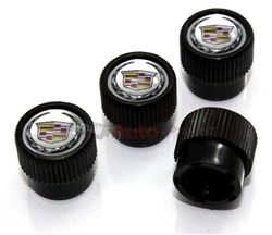 Cadillac Clear Logo Black ABS Tire Stem Valve Caps