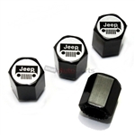 Jeep Silver Grille Logo Black ABS Tire Valve Stem Caps