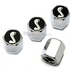 Ford Mustang Cobra Shelby Logo Chrome ABS Tire Valve Stem Caps