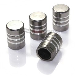 Gray Billet Aluminum Tire Valve Stem Caps