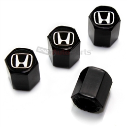 Honda Silver H Logo Black ABS Tire Valve Stem Caps