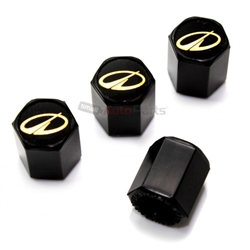 Oldsmobile Gold Logo Black ABS Tire Valve Stem Caps