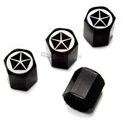 Chrysler Pentastar Dodge Old Logo Black ABS Tire Valve Stem Caps