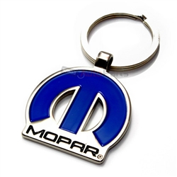 Mopar Logo Blue Chrome Keychain