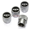 BMW Black Logo Silver ABS Tire Stem Valve Caps