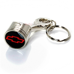 Chevy Red Bowtie Logo Piston Shape Key Chain