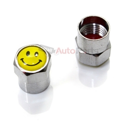 Smiley Face Metal Chrome Tire Valve Stem Caps