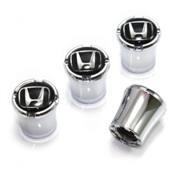 Honda Black Logo Chrome Tire Valve Stem Caps