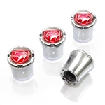 Dodge Viper Red Logo Chrome Tire Valve Stem Caps