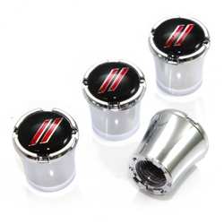 Sport Stripes Chrome Tire Valve Stem Caps