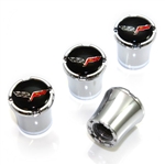 Chevy Corvette Logo Chrome Tire Valve Stem Caps