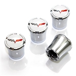 Chevy Corvette Logo Chrome Tire Valve Stem Caps