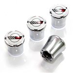 Chevy Corvette Logo Chrome Tire Valve Stem Caps