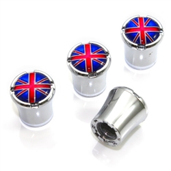 British Flag Logo Chrome Tire Valve Stem Caps