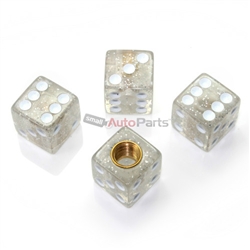 Clear Glitter Dice Tire Valve Stem Caps