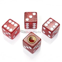 Clear Red Glitter Dice Tire Valve Stem Caps