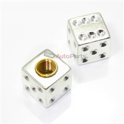 Chrome Silver Dice Tire Valve Stem Caps