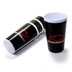 (4) Chevy Logo Black and White Cups