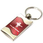 Premium Chrome Spun Wave Red Ford Mustang Old Genuine Logo Key Chain Fob Ring