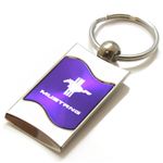 Premium Chrome Spun Wave Purple Ford Mustang Old Genuine Logo Key Chain Fob Ring