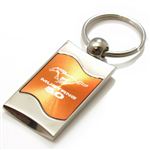 Premium Chrome Spun Wave Orange Ford Mustang 5.0 Genuine Logo Key Chain Fob Ring