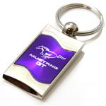 Premium Chrome Spun Wave Purple Ford Mustang GT Genuine Logo Key Chain Fob Ring