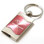 Premium Chrome Spun Wave Pink Ford Mustang GT Genuine Logo Key Chain Fob Ring