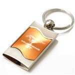 Premium Chrome Spun Wave Orange Ford Mustang GT Genuine Logo Key Chain Fob Ring