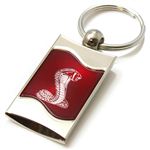 Premium Chrome Spun Wave Red Ford Mustang Cobra Genuine Logo Key Chain Fob Ring