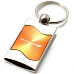 Premium Chrome Spun Wave Orange Dodge Sport Genuine Logo Key Chain Fob Ring