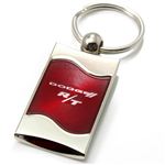 Premium Chrome Spun Wave Red Dodge R/T Genuine Emblem Logo Key Chain Fob Ring
