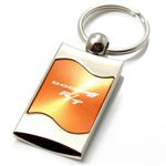 Premium Chrome Spun Wave Orange Dodge R/T Genuine Emblem Logo Key Chain Fob Ring