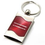 Premium Chrome Spun Wave Red Dodge Charger Genuine Logo Key Chain Fob Ring