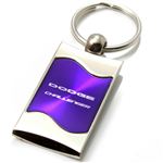 Premium Chrome Spun Wave Purple Dodge Challenger Genuine Logo Key Chain Fob Ring