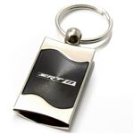 Premium Chrome Spun Wave Black Dodge SRT8 Genuine Emblem Logo Key Chain Fob Ring