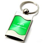 Premium Chrome Spun Wave Green Chevrolet Camaro Genuine Logo Key Chain Fob Ring