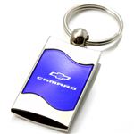 Premium Chrome Spun Wave Blue Chevrolet Camaro Genuine Logo Key Chain Fob Ring