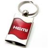 Premium Chrome Spun Wave Red Hemi Genuine Logo Key Chain Fob Ring