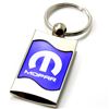 Premium Chrome Spun Wave Blue Mopar Genuine Logo Emblem Key Chain Fob Ring