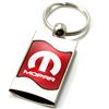 Premium Chrome Spun Wave Red Mopar Genuine Logo Emblem Key Chain Fob Ring