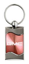 Premium Chrome Spun Wave Pink GMC Genuine Logo Emblem Key Chain Fob Ring