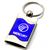 Premium Chrome Spun Wave Blue Mercury Genuine Logo Emblem Key Chain Fob Ring