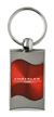 Premium Chrome Spun Wave Red Chrysler Genuine Logo Emblem Key Chain Fob Ring
